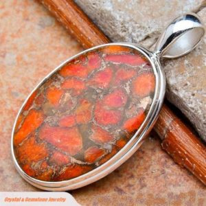 Orange Copper Turquoise Sterling Silver Pendant
