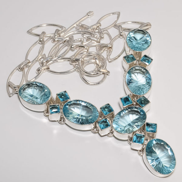 Blue Mystic Topaz & Swiss Blue Topaz Sterling Silver Necklace