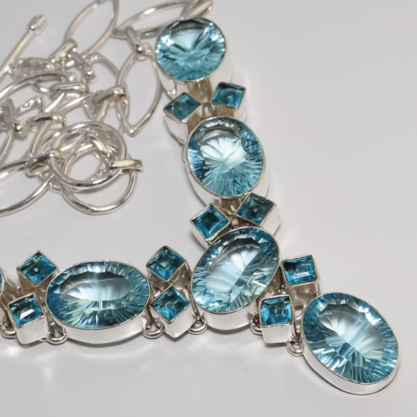 Blue Mystic Topaz & Swiss Blue Topaz Sterling Silver Necklace - Image 3