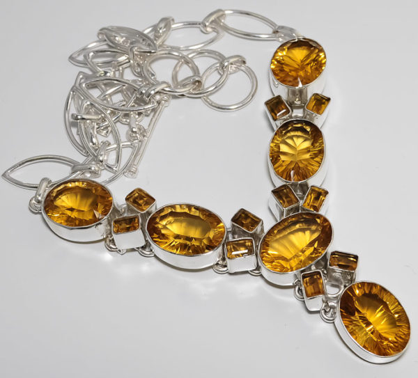 Yellow Mystic Topaz & Lemon Topaz Gemstone Sterling Silver Necklace