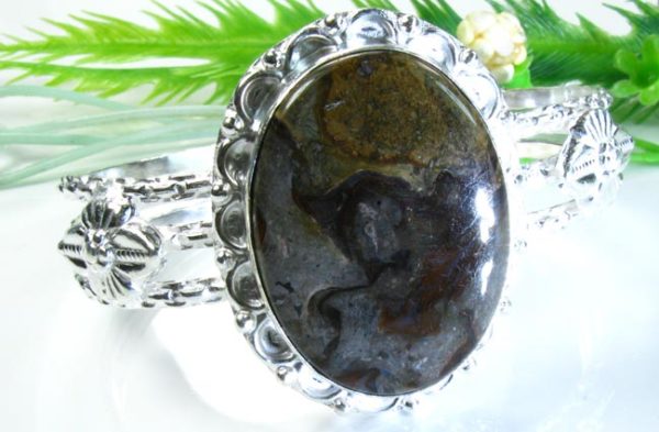 Turritella Agate Sterling Silver Cuff Bracelet