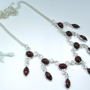 Red Agate Sterling Silver Necklace