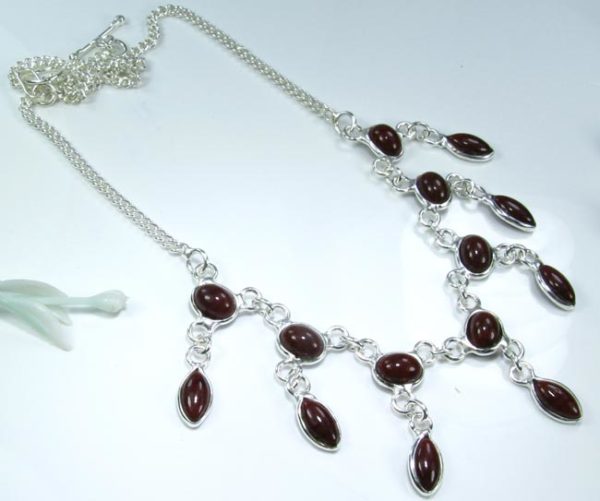 Red Agate Sterling Silver Necklace