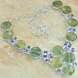 Blue Kyanite & Amethyst Sterling Silver Necklace