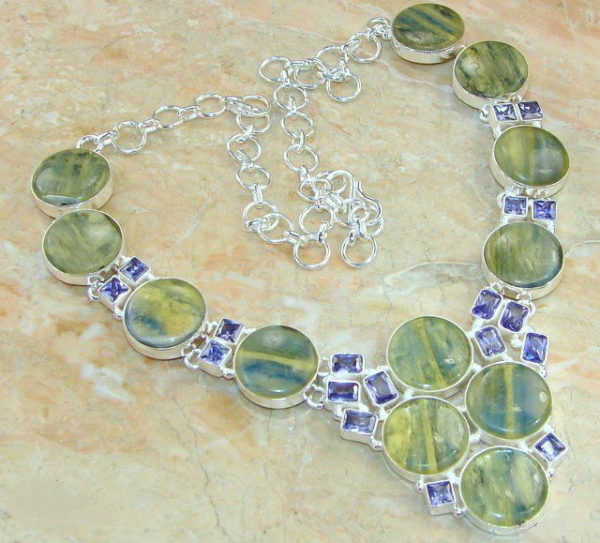 Blue Kyanite & Amethyst Sterling Silver Necklace