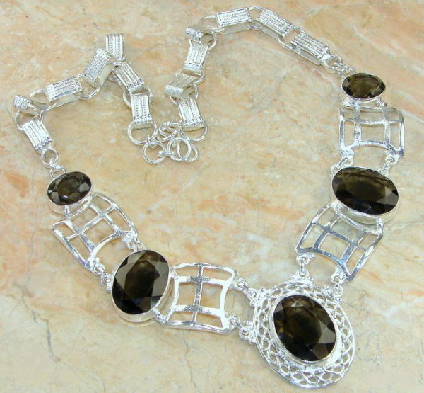 Smoky Quartz Sterling Silver Necklace