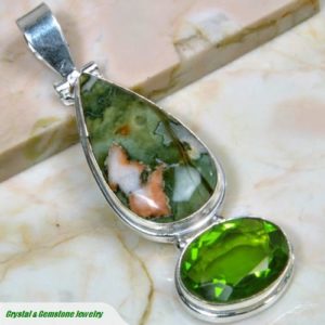 Variscite & Peridot Sterling Silver Pendant