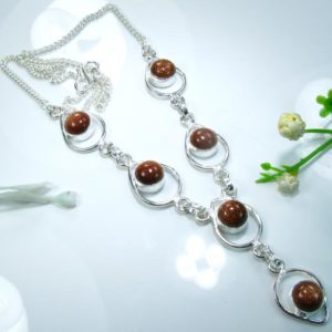 Red Goldstone Sterling Silver Necklace