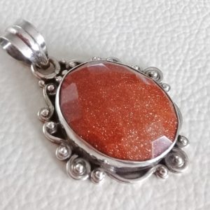 Red Goldstone Sterling Silver Pendant