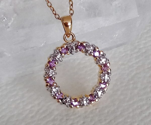 Amethyst & Diamond Sterling Silver GP Necklace - Image 5
