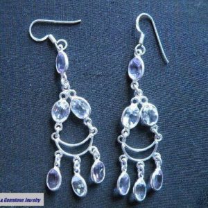 Amethyst & Clear Quartz Silver Earrings