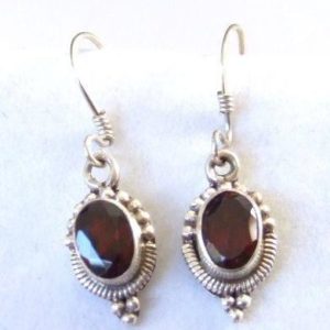 Red Garnet Silver Earrings