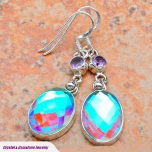 Rainbow Mystic Topaz & Amethyst Silver Earrings