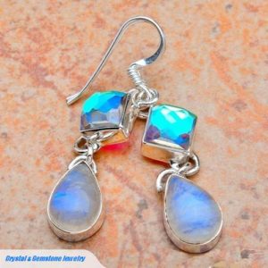 Rainbow Mystic Topaz & Rainbow Moonstone Silver Earrings