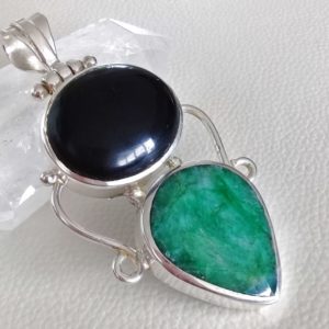 Emerald & Black Onyx Sterling Silver Pendant